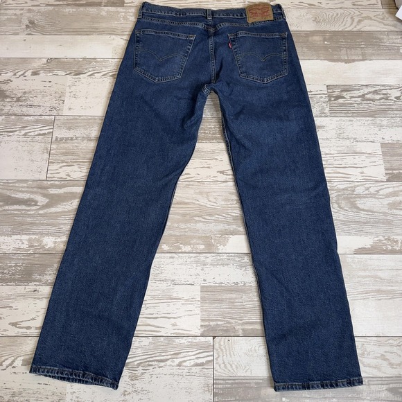 Levis 505 Jeans Mens 34x32 Blue Denim Straight Leg Zip Fly Medium Wash - Picture 11 of 14
